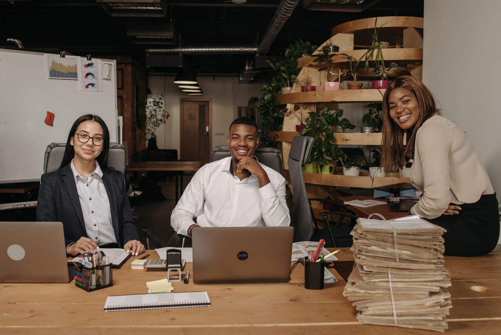 A team working at their desks in an office